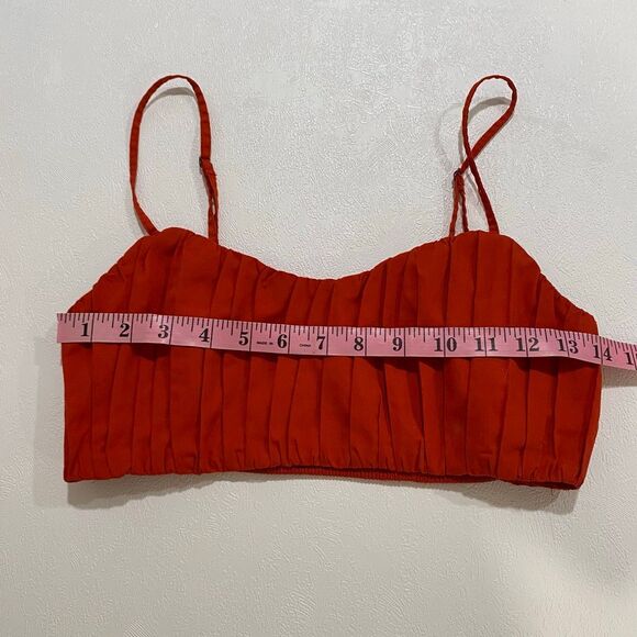 Abercrombie & Fitch Red Pleated Crop Top Adjustable Straps Size S - Picture 5 of 7